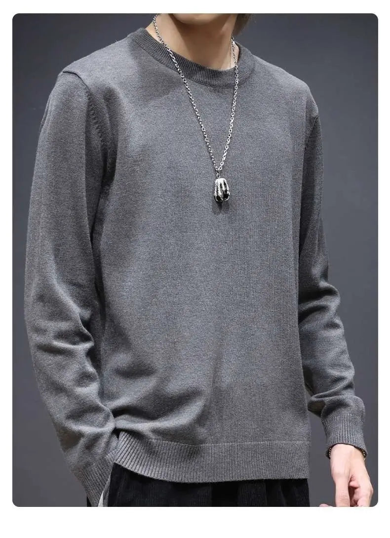 Sweater Men's Young Knitted Solid Color Casual Pullover Round Neck Sweaters