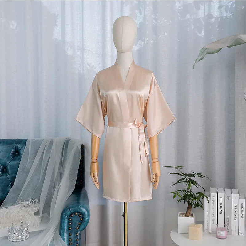 Kimono Robe Bride Bridesmaid Wedding Bathrobe Casual Women Sleepwear Nightgown Embroidery Letter Home Clothing Lingerie
