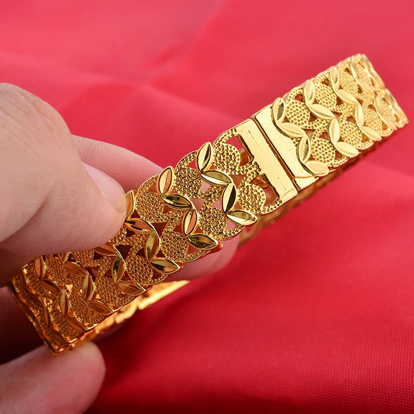 Dubai Wholesale Gold Color Bangles For Women Indian Charm Bracelet Jewellery Arabic Wedding Party Banquet Gifts