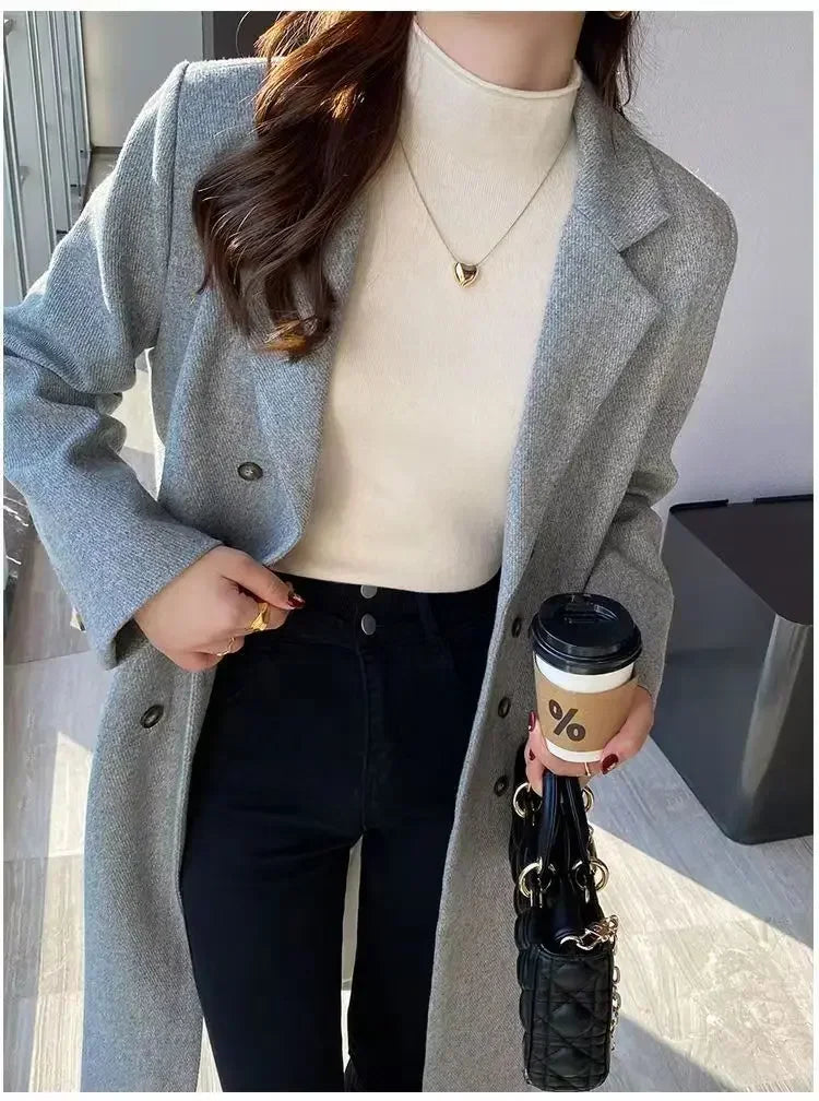 2025 Sweater For Women Casual Thick Warm Knit Plush Velvet Lined Pullover Tops Fall Winter Soft Knitwear Jumper New Slim Poleras