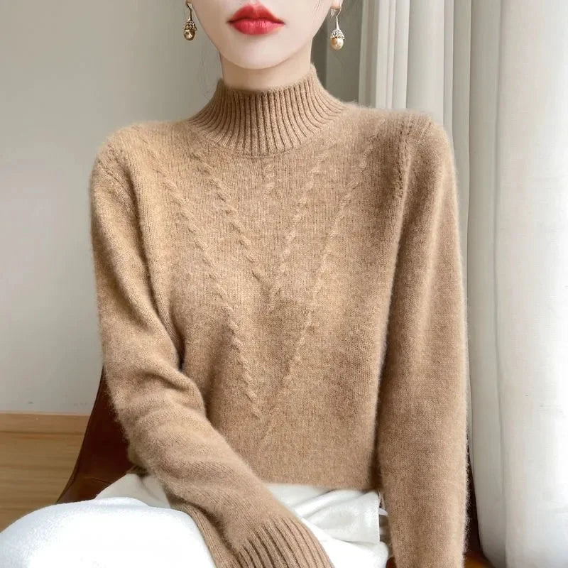 Sweater Women Knitted Sweater Turtleneck Long Sleeve Pullovers Autumn Winter Clothing Warm Jumper Tops