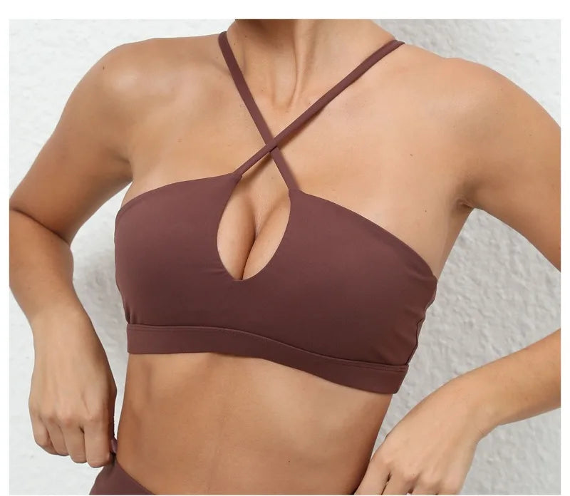 Women's Yoga Bra - Running Cross Back Breathable Naked Feel Sports Fitness Bra  for Yoga Running Gym Top