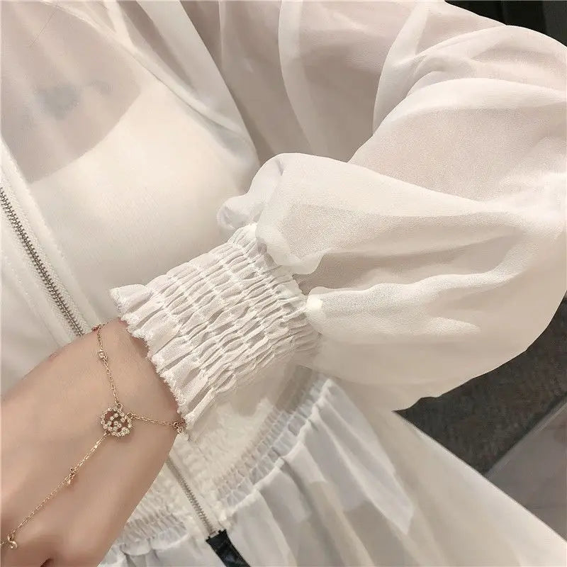 Long Jackets Women Summer Thin Sun-proof Korean Fashion Ins Sheer Breathable Casual New Solid Clothing Female Harajuku All-match