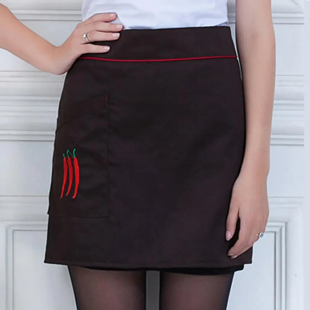 Kitchen Cooking Apron Unisex Striped Plaid Apron With Pocket Waterproof Men Women Waist Apron For Restaurant Bar Short Pinafore