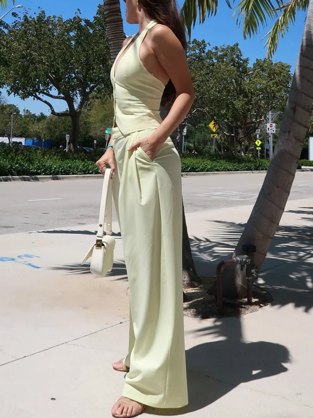 Wide pants suits Women's two-piece suits Camisole and camisole Women's two-piece suits Off-shoulder tops and bottoms suits