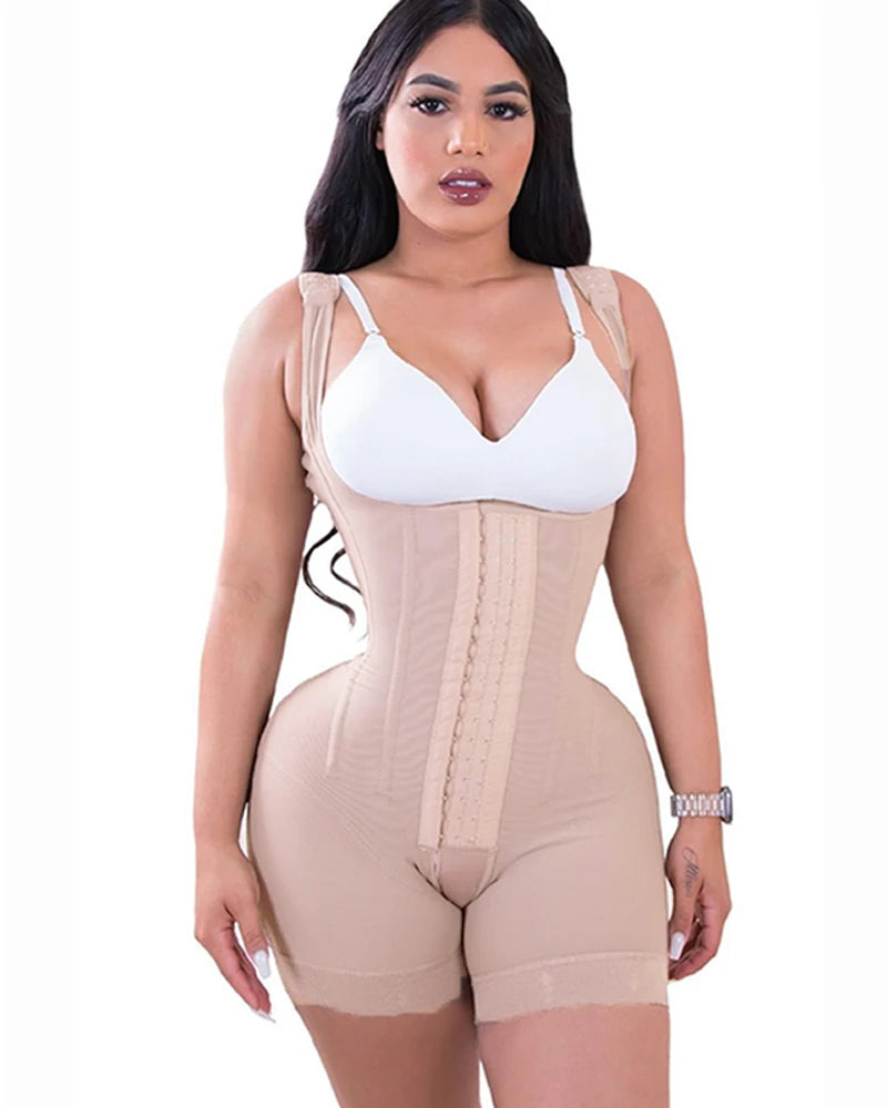 Women's  A Comfy Shaping Jumpsuit Flatten Abdomen Waist and Hips Zip Front Closure Shapewear Firm Tummy Compression Butt Lifter