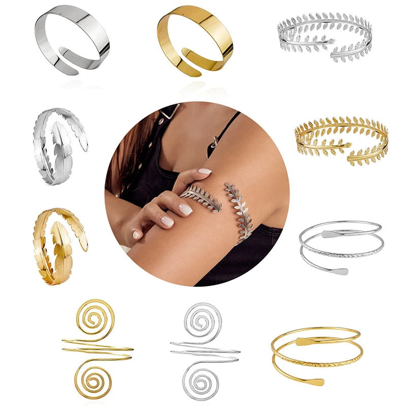 Fashion Arm Bracelet for Women Girls Mental Open Upper Arm Bangle Bracelet Simple Adjustable Armlet Armband