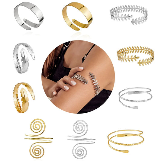 Fashion Arm Bracelet for Women Girls Mental Open Upper Arm Bangle Bracelet Simple Adjustable Armlet Armband