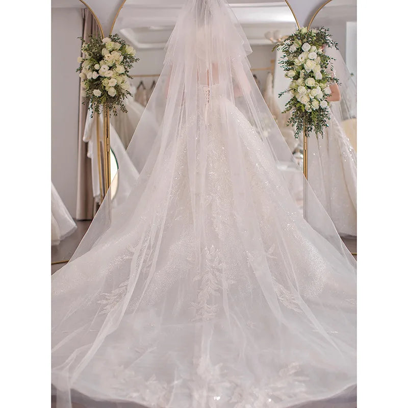 Bridal Palace Gorgeous Princess Style Short Sleeves Bubble Sleeves Main Wedding Dress Style Simple Small Tailored Customized