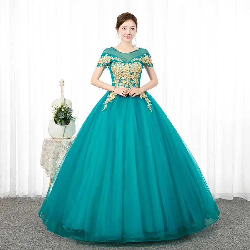 Customized New Ball Gown Women Evening Dresses Appliques Scoop Neck Prom Birthday Party Gowns Formal Occasion robes de soirée