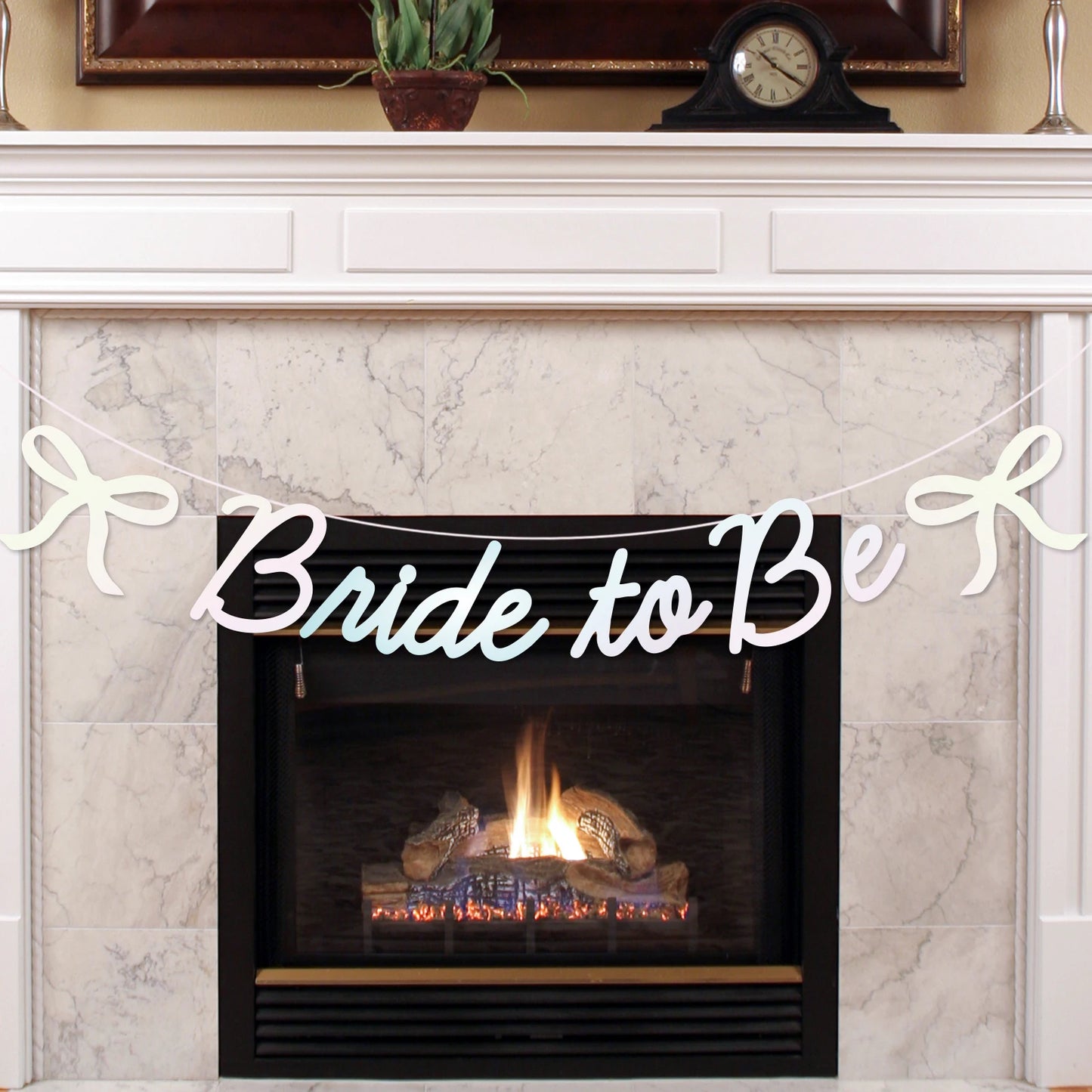 Bride to Be Bow Banner Iridescent Foil Pink Glitter Bachelorette Party Decoration, Tying the Knot Bride Bach Decor, Bridesmaid