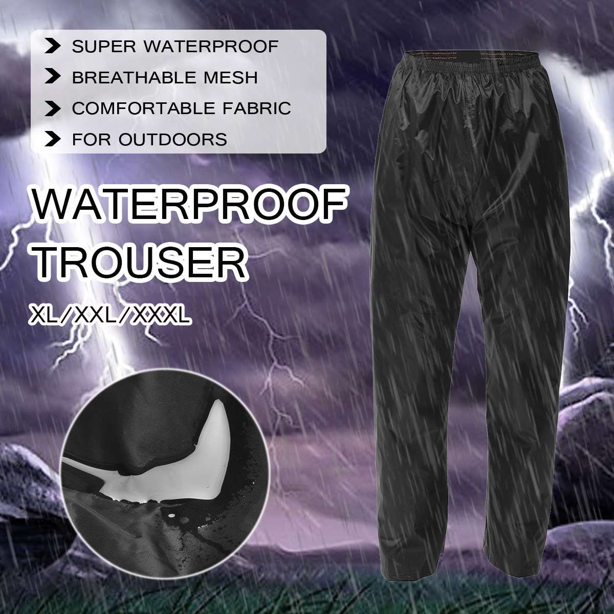 Outdoor Waterproof Trousers Comfortable Soft Breathable Hard Wearing Rain Trouser For Men Women Riding Bike Motorcycle Camping