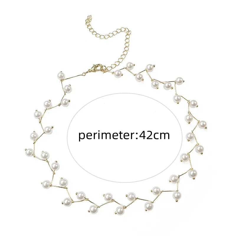 Trendy Pearl Necklace Korean Fashion Jewelry for Women Neck Chain  Choker Collar Accessories Gift Short Necklace Chain Female