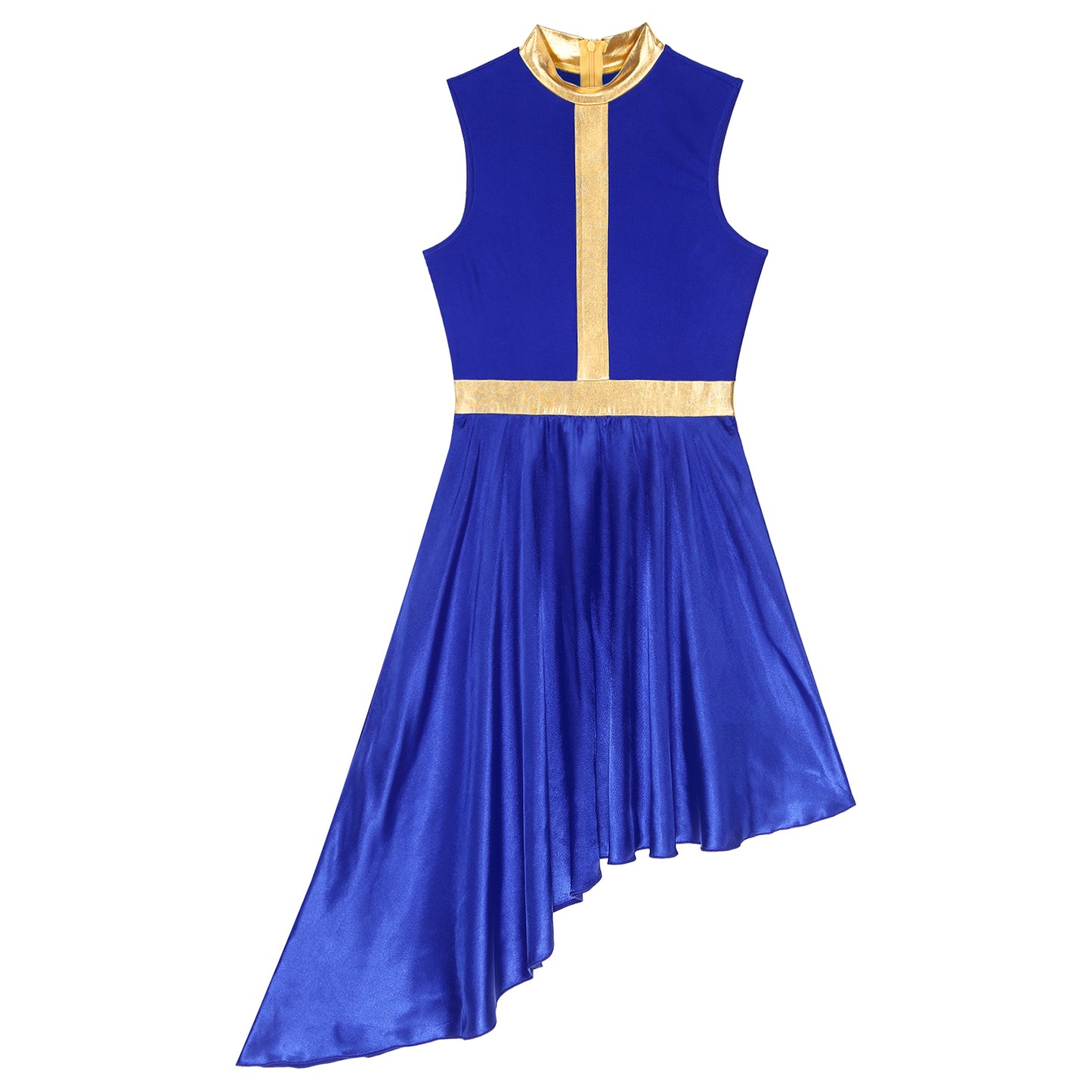 Womens Lyrical Dance Dress Ballroom Dancing Church Choir Stage Performance Costume Sleeveless Asymmetrical Hem Dresses Dancewear