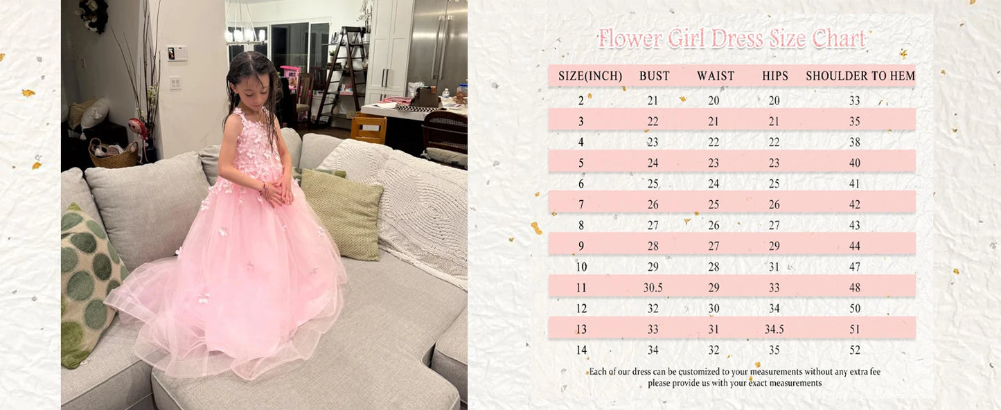 Kingbridal Flower Girl Dresses for Wedding Lace Princess First Communion Formal Dresses Tulle Pageant Ball Gowns Princess Dress