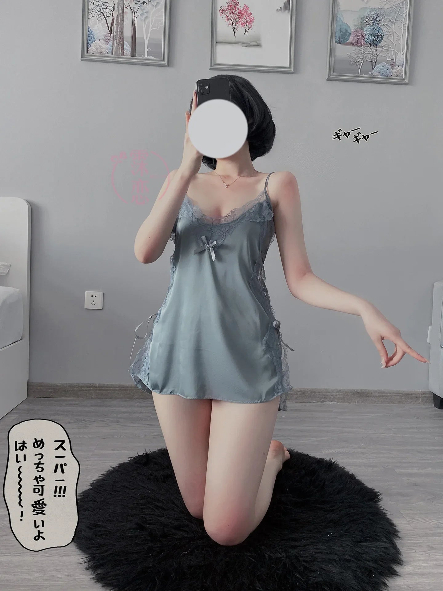 Satin Nightgown Lady Sexy Bowknot Lace Lingerie Spaghetti Strap Night Dress For Women Nighties Sleeveless Sleepwear Nightwear