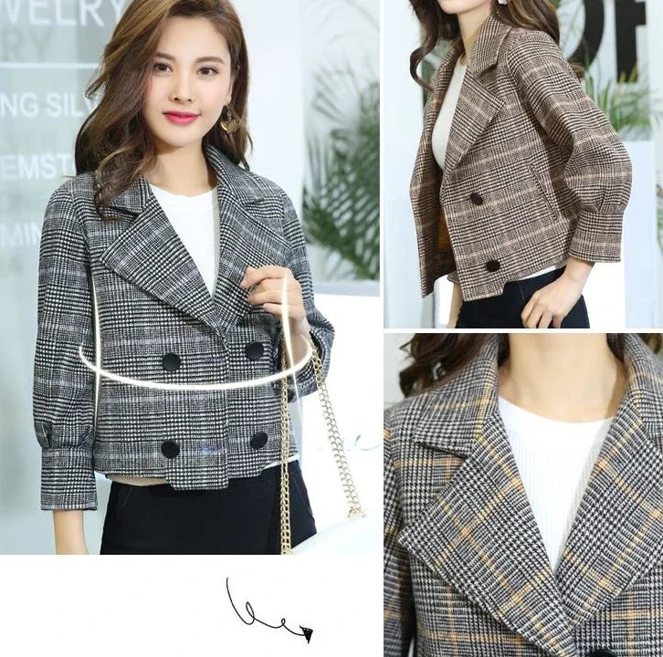 Outerwears Korean Style Wool & Blend Coats for Women 2025 New Arrivals Jacket Luxury Clothing Trend Deals In Tweed Blazer Woman