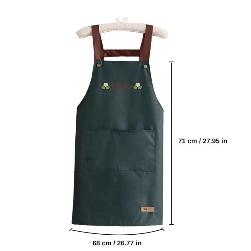 Kitchen Apron Waterproof Oilproof Convenient Pocket Chef Cooking Apron Men Women Barista Manicurist Work Aprons Waiter Uniform