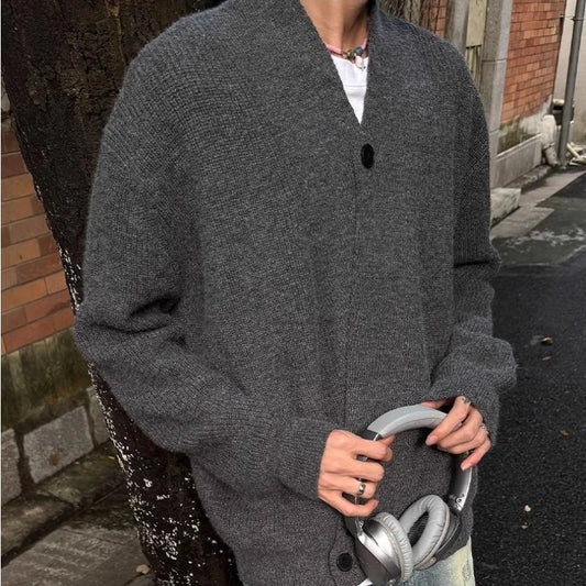 Sweater and Sweater Jacket Men's Autumn Cardigan Solid Color Versatile Relaxed Lazy and High-end Top Couple's Jacket