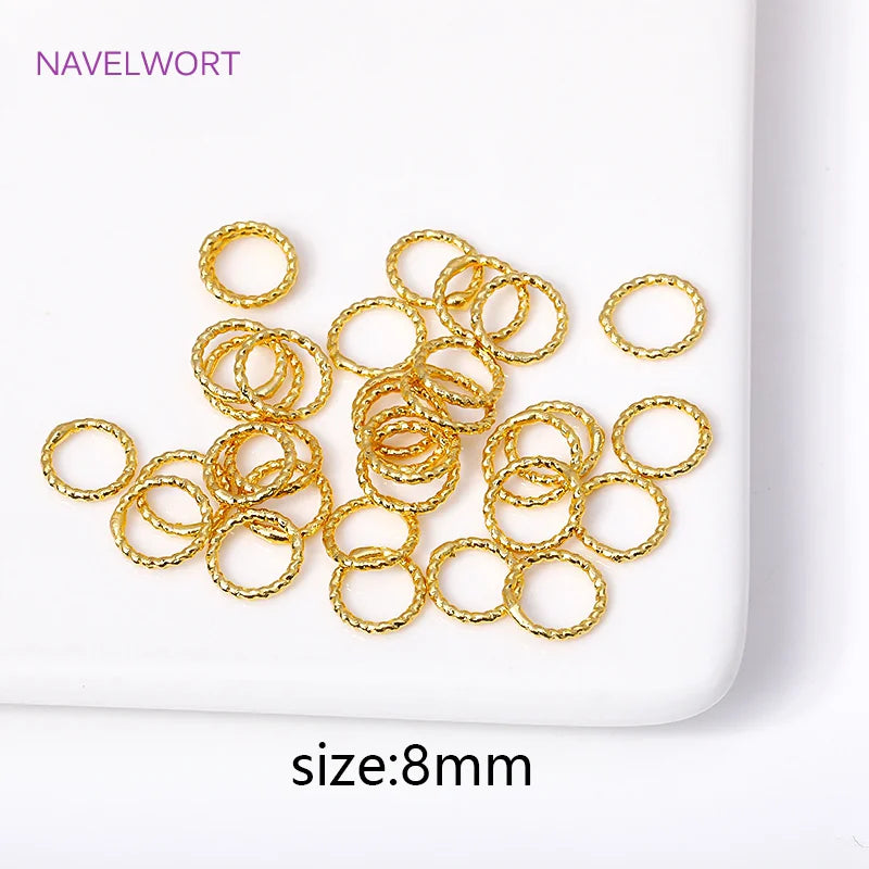 Wholesale 18K Gold Plated Brass 6/8/10/12MM Round Twist Closed Ring Connectors Accessories For DIY Jewelry Making Supplies