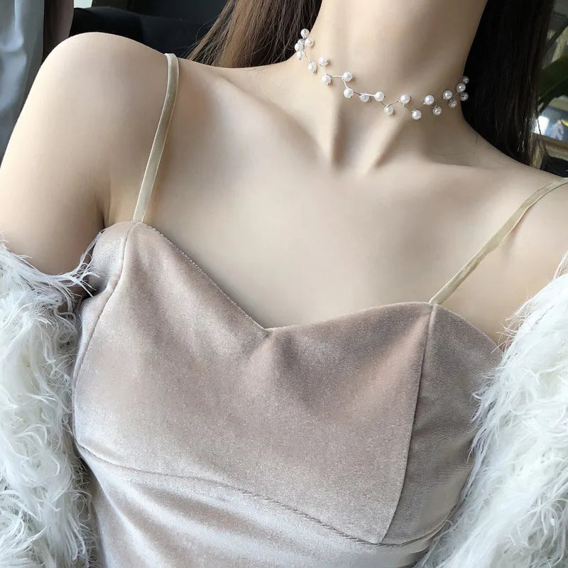 Trendy Pearl Necklace Korean Fashion Jewelry for Women Neck Chain  Choker Collar Accessories Gift Short Necklace Chain Female
