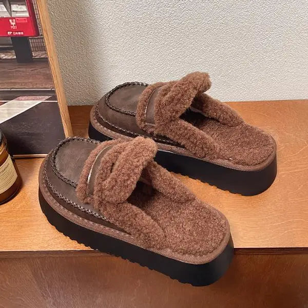 Shoes Loafers Ladies' Slippers Luxury Slides Winter Footwear Cover Toe Slipers Women Platform Designer 2024 House Slippers Platf