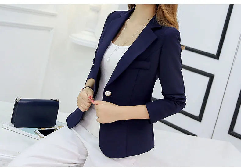 Women Blazer 2022 Formal Blazers Lady Office Work Suit Pockets Jackets Coat Slim Grey Women Blazer Femme Jackets Femme NS5261