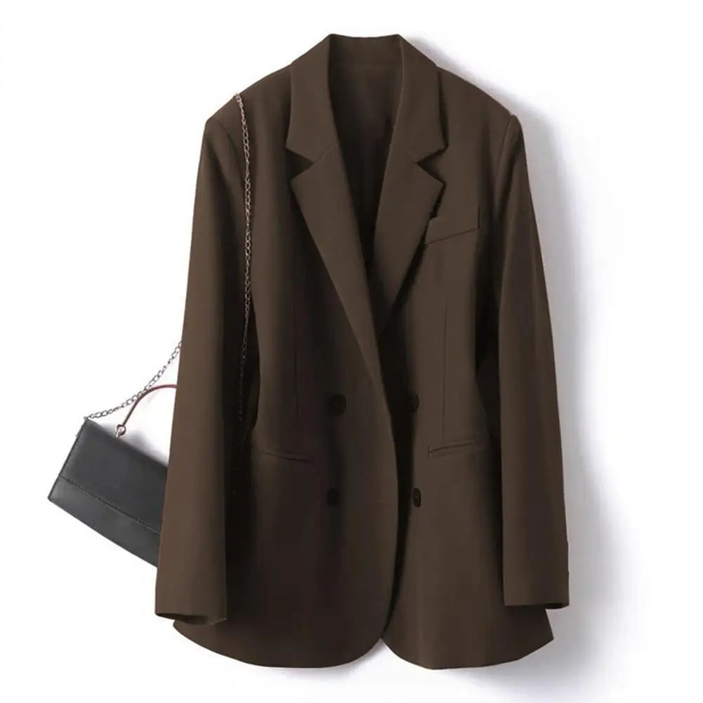 Women Suit Coat Women Suit Coat Elegant Lapel Double Breasted Suit Jacket for Women Stylish Office Lady Coat with Pockets Solid