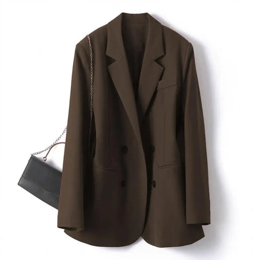 Women Suit Coat Women Suit Coat Elegant Lapel Double Breasted Suit Jacket for Women Stylish Office Lady Coat with Pockets Solid