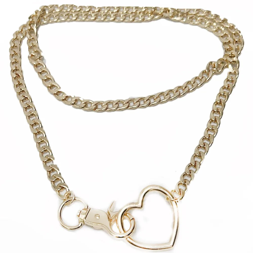 Heart Y-Necklace Link Chain Necklace No Fading Durable Choker with Tail Necklace Scratch Resistant Adjustable