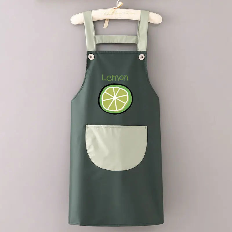 Kitchen Aprons for Woman Men Chef Work Apron for Grill Restaurant Bar Shop Cafes Beauty Nails Studios Uniform Avocado Lemon