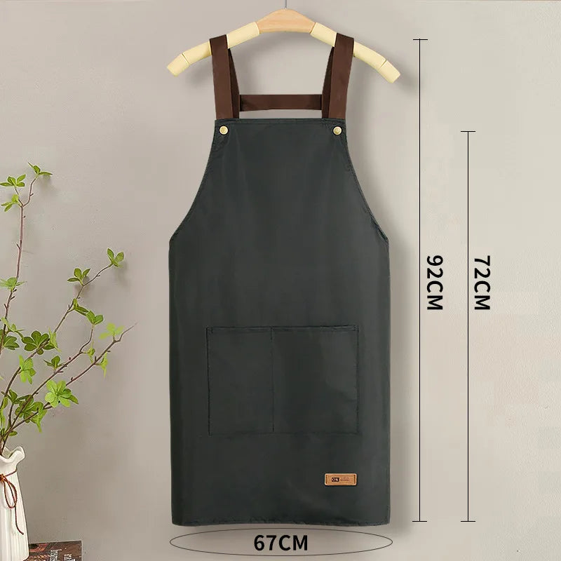 Kitchen Cooking Apron - Unisex Cute Adjustable Waterproof Canvas Aprons, Ideal for Chefs, Servers & Gifts