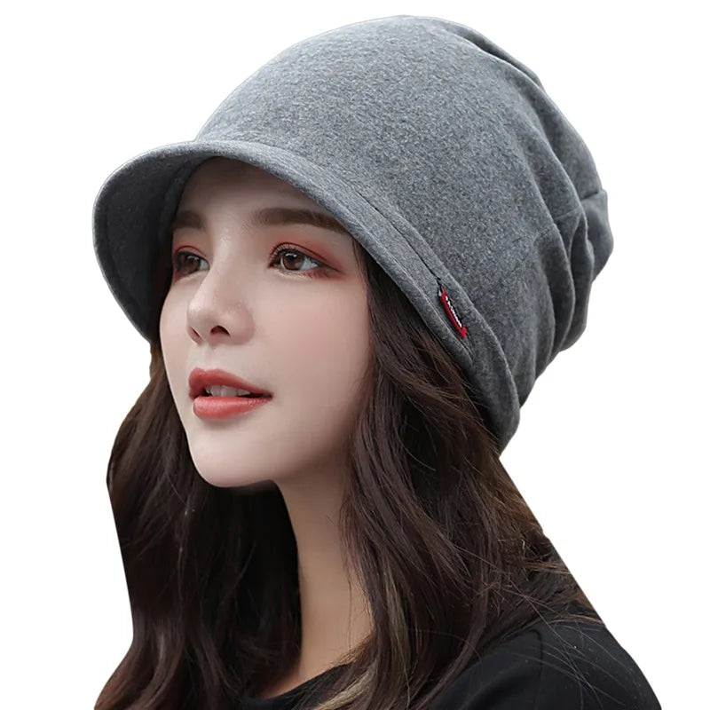 Knitted Hat Women's Autumn And Winter Head Cap Fashion Solid Color Outdoor Windproof Keep Warm Thicken Knitted Hats