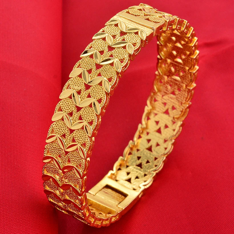 Dubai Wholesale Gold Color Bangles For Women Indian Charm Bracelet Jewellery Arabic Wedding Party Banquet Gifts