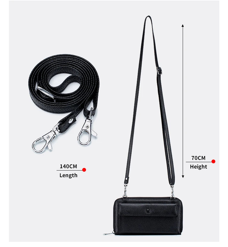 New Women Handbags Female Genuine Leather Shoulder Bags Multi Functional Large Capacity Crossbody Bags Touch Screen Phone Bag