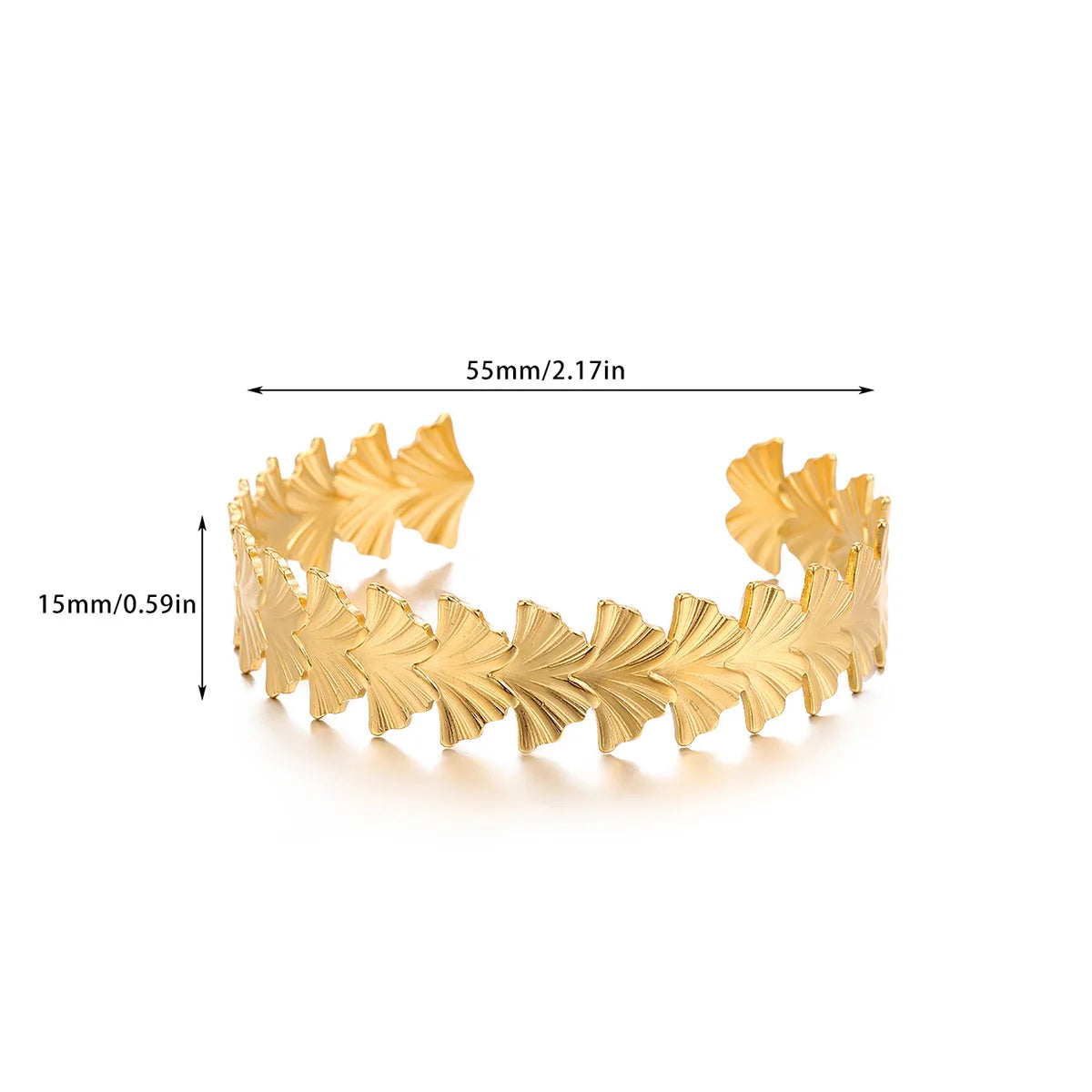 Cuff Bangles For Women Gold Color Punk Geometric Ginkgo Open Bracelet Turtle Jewelry Stainless Steel Waterproof Summer Party