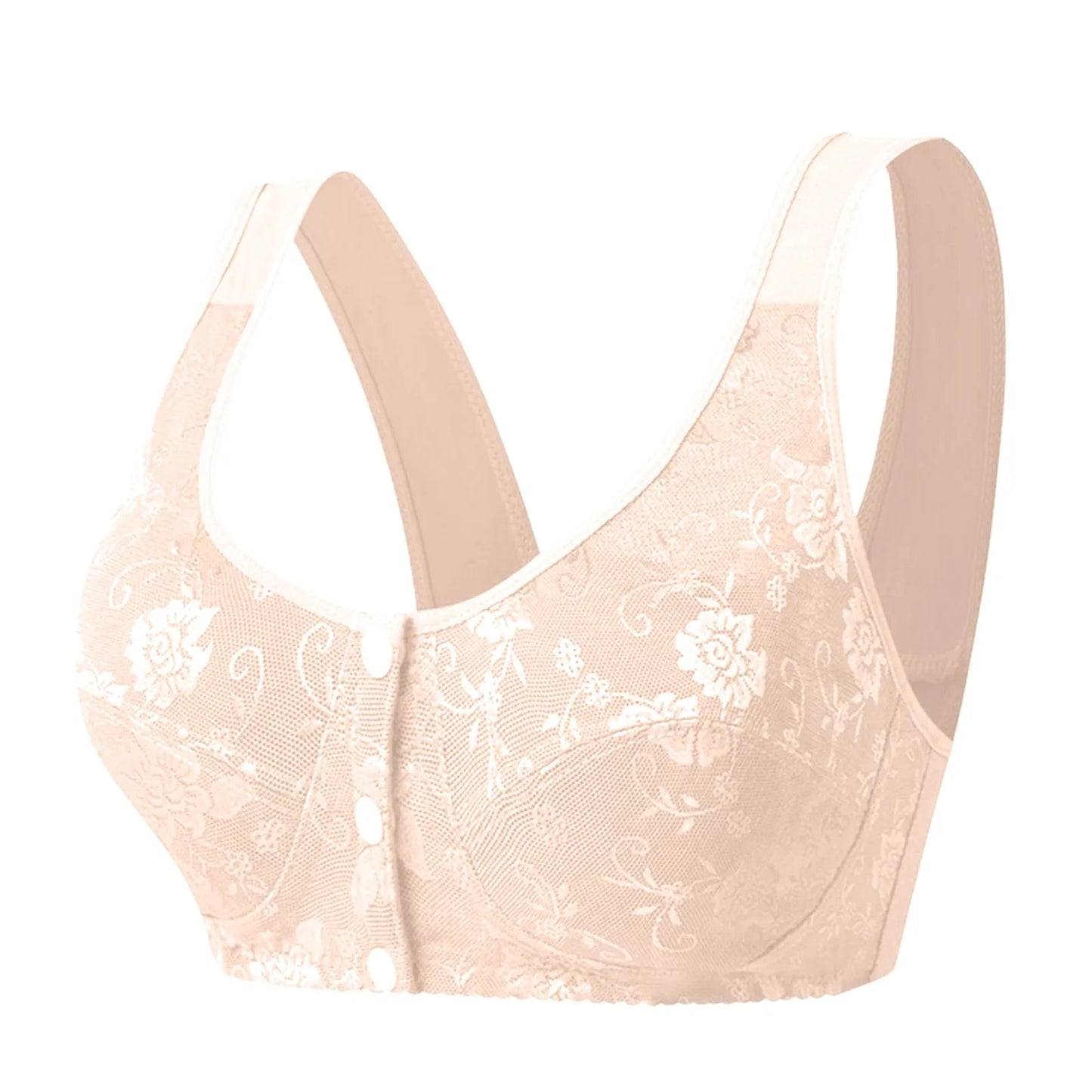 Women'S Front-Clasp Bra Lace Print Vest Design Comfortable Without Underwire Suitable Daily Wear All Season Everyday Home Scenes