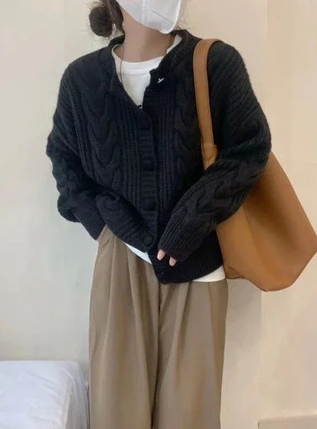 Ladies Sweaters Winter Button Kawaii Knitted Top for Women Yellow Cute Cardigan Designer Y2k Fashion Korea Korean Luxury Jumper