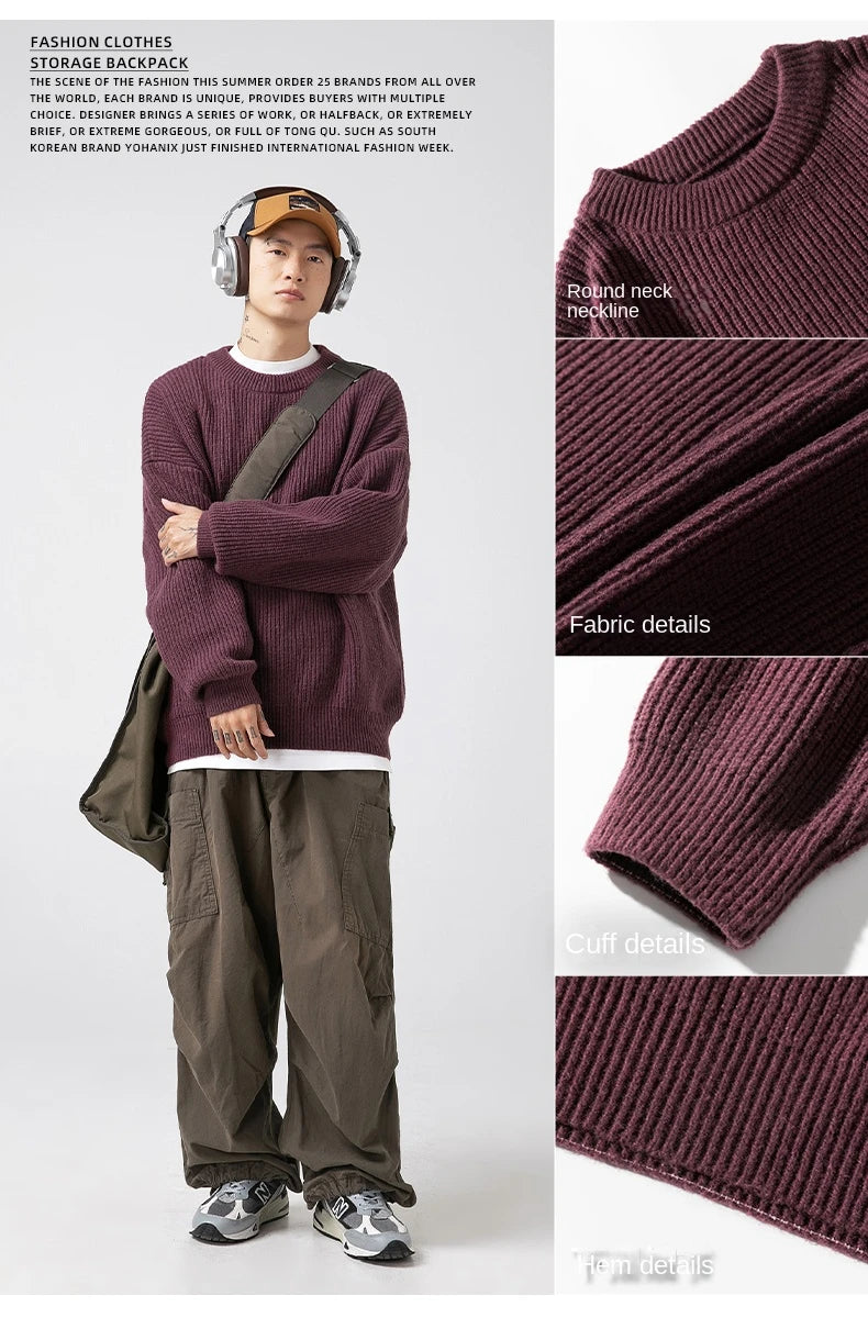 2023 Autumn Winter New Sweater Women's Men's  Green Knitted pullover Basic Solid Color Loose Black White Sweater Coats Warm Tops