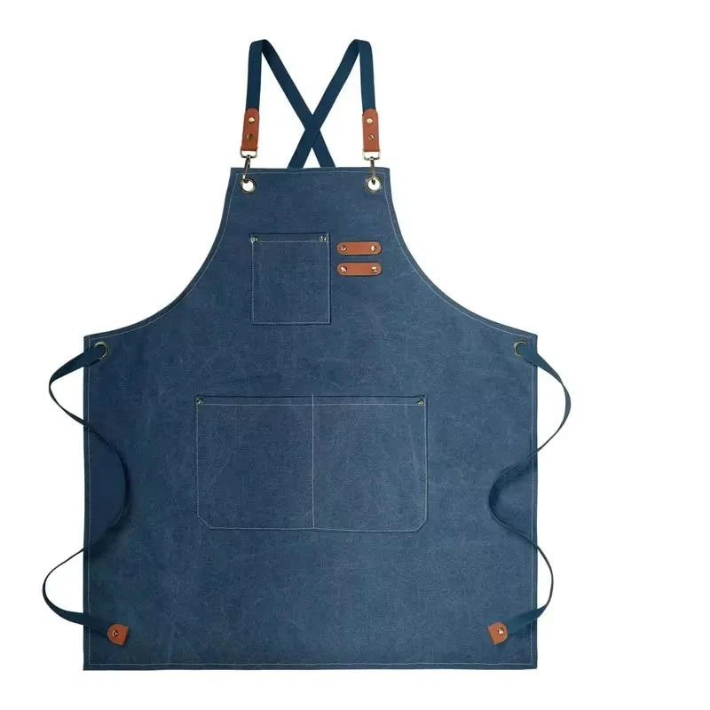 Kitchen Household Cooking Canvas Apron Can Wipe Hands Men Women Adult With Tool Pockets Oil-proof Waterproof Fashion Coffee Over