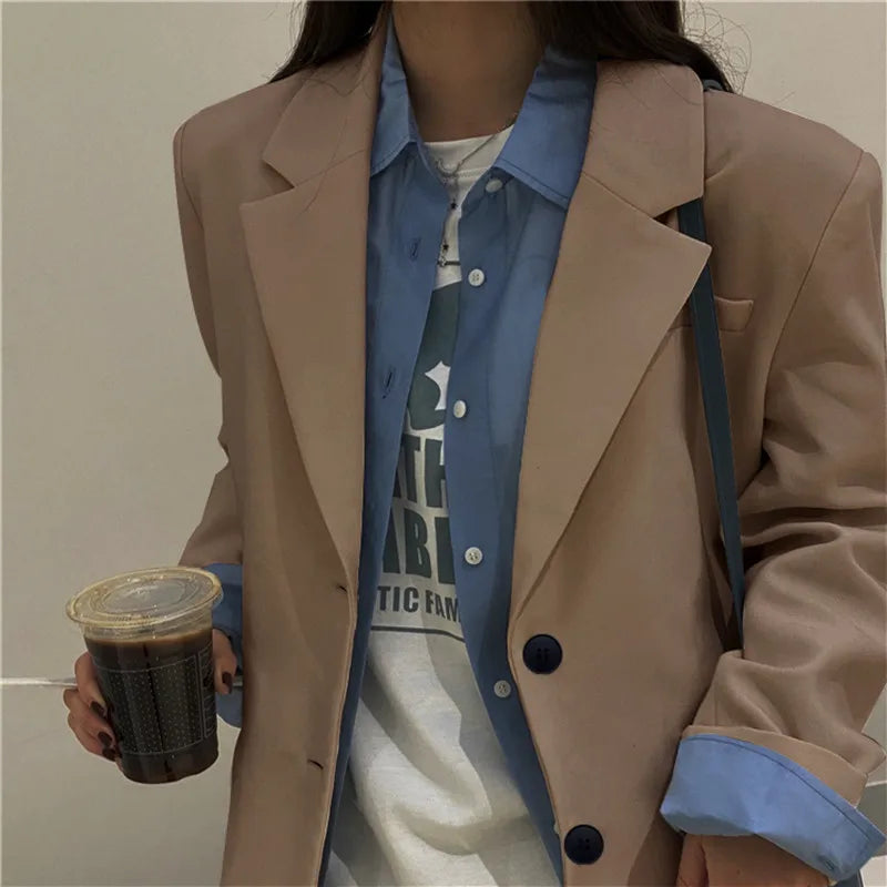 Women"s Outerwear Overcoat Female Mujer Colors Outerwear Plaid Suits Print One Stand Pad Street And Asymmetrical Design