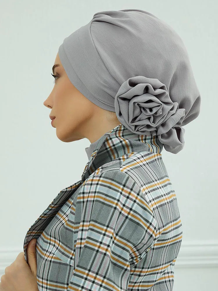 Islamic Hat Hijabs For Woman Trendy Flower Headscarf Undercap Bonnet Women Muslim Turban Hat Ladies Head Wrap Bandana Skullcap