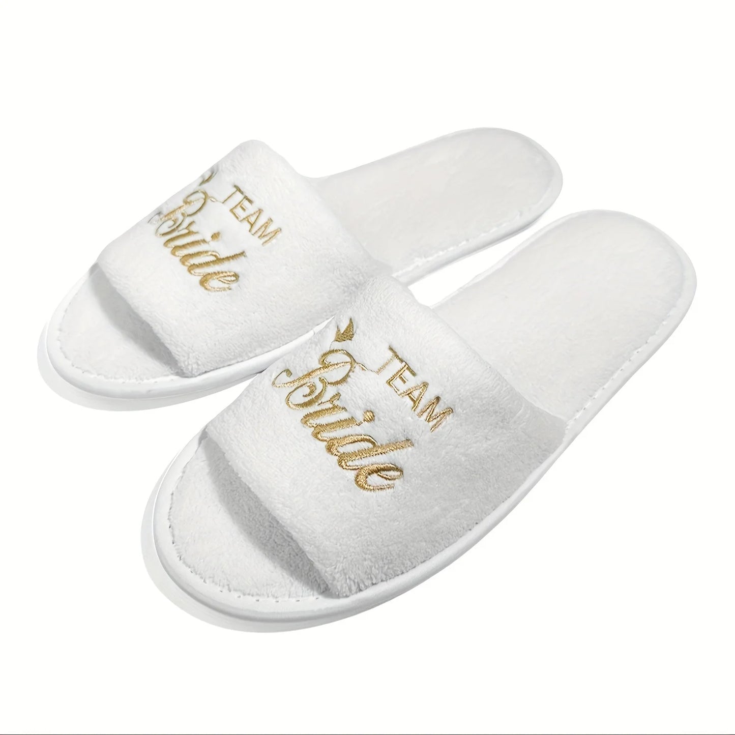 Bridal Party Slippers Set, With Embroidery, Lightweight Cozy Soft Sole Flats, for Brides, Bridesmaids, Guests & Bachelorettes