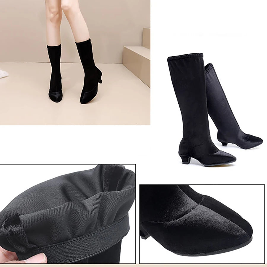 Dance Boots Soft Sole Women's Outdoor Mongolian Ballroom Latin Dance Boots Spring Autumn Jazz Ballet Shoes Outdoor Heels Pumps
