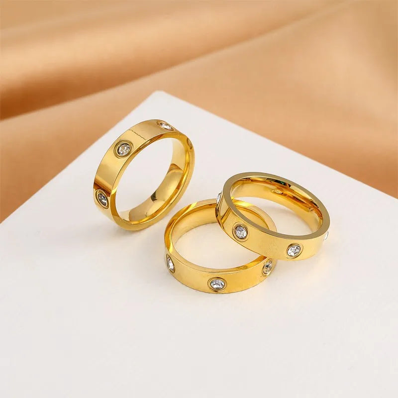 Ring for women 2025 luxury Titanium steel ring with sparking rhinestone designer jewelry Couple rings