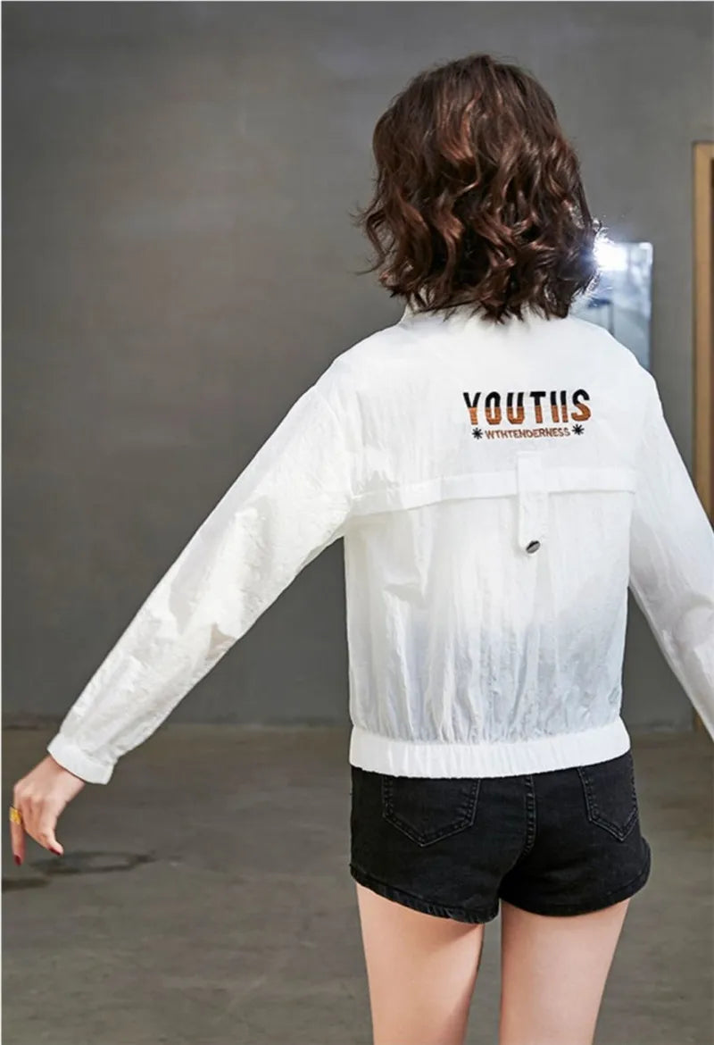 Sunscreen Coat Women's Summer Outerwear Breathable Joker UV Protection Sun-Protective Clothing Jacket Thin 2024 New Female Tops