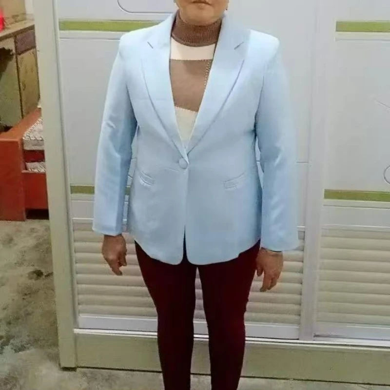 Women Blazer Office Ladies Elegant Outwear Long Sleeve Work Wear Classy Female Pink Suit African Autumn Fashion 2025 New Coat