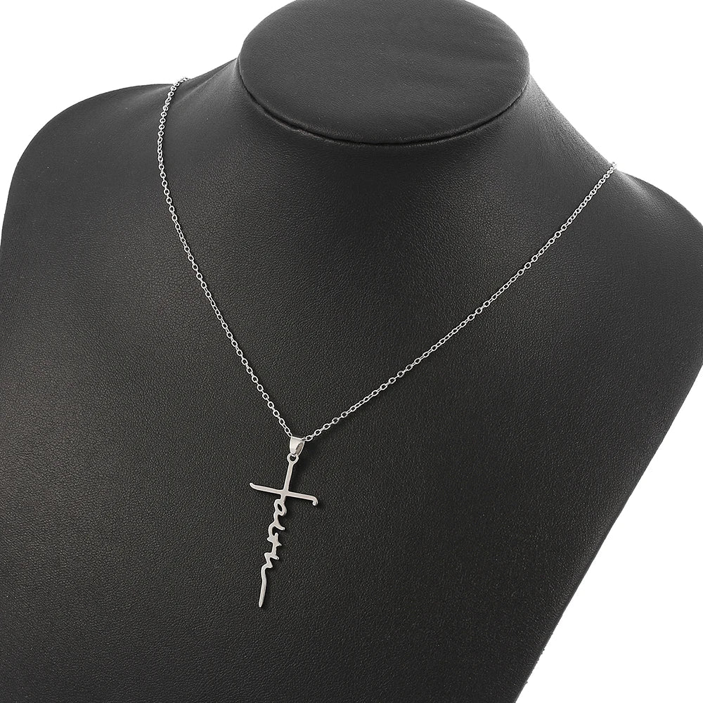 Necklace for Women European and American Fashion Cross Pendant Faith Inspiration Necklace Accessories