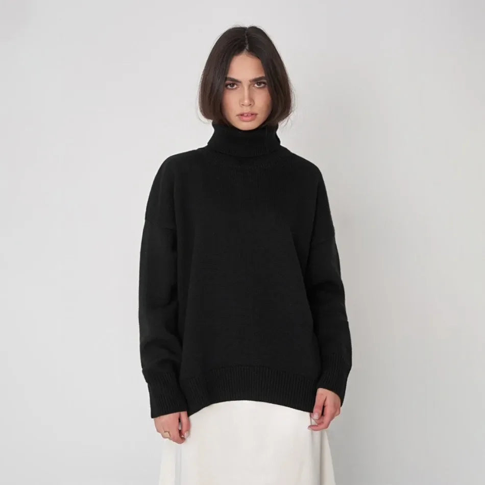 Sweater for Woman Autumn Winter New High Neck Thickened Warmth Knitted Sweater Fashionable Casual Loose Sweaters Pullovers