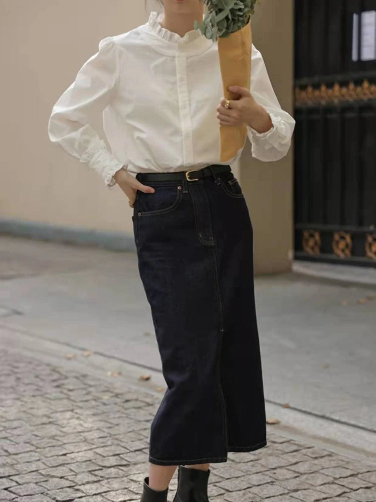 Shirts Women Temperament Design Tender Retro Sweet Korean Style Femme Ins Fashion Pure Spring All-match Daily Leisure Minimalist